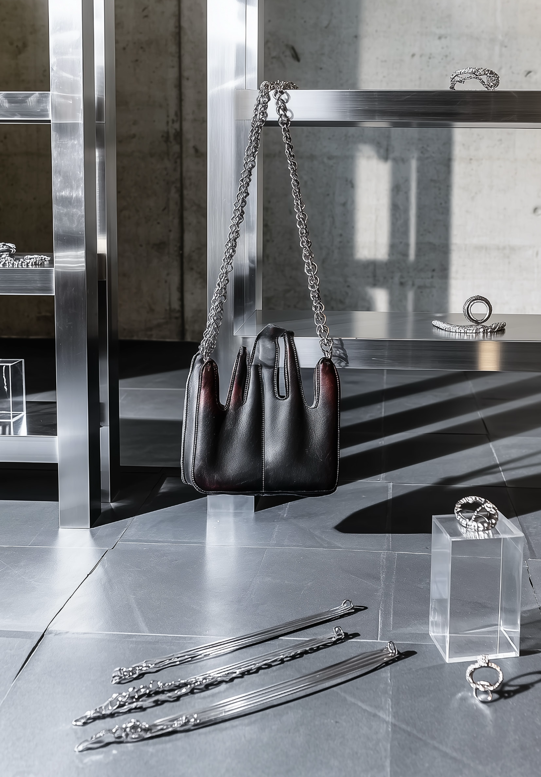 Bag hanging on a rail